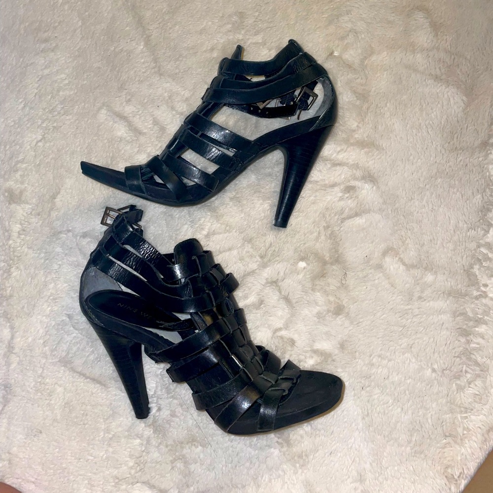 Nine west real leather gladiator sandal heels